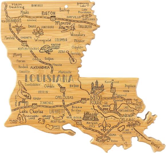Totally Bamboo Other - Totally Bamboo Destination Louisiana State Shaped Cutting Board State charcuteri